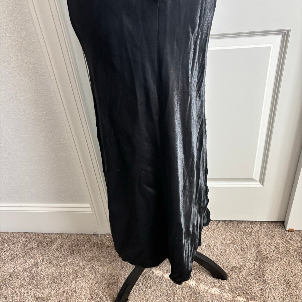 Vintage 90s Black Cowl Neck Maxi Dress Size 6 Fits XS Satin Liquid Silk Look - Picture 8 of 16